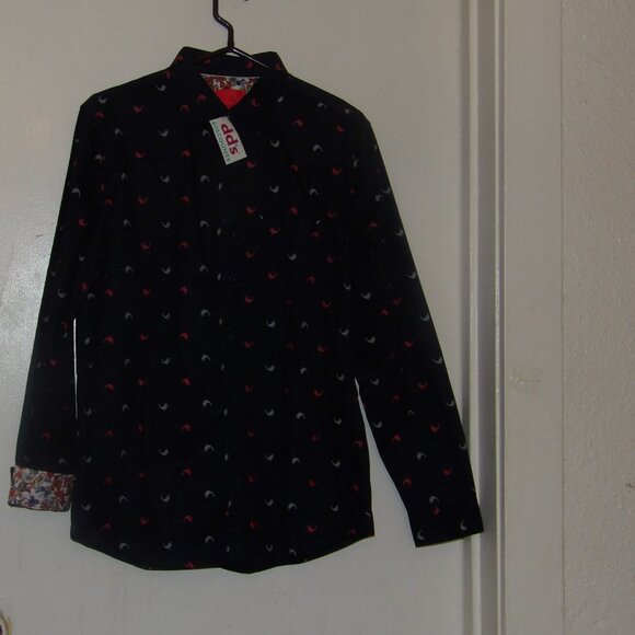 NWT Project Red " Whales" Coordinating Cuffs Men's Button Down Shirt Sz L - Picture 1 of 9